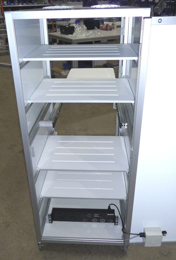 Component Trolley - Adjustable height shelves and electrical fitted
